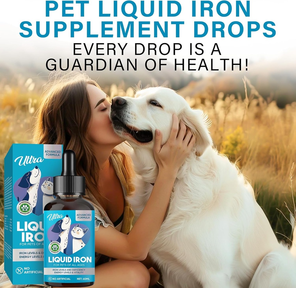 Flüssige Eisen-Ergänzungen für Katzen und Hunde, verbessert Anämie, Low Energy Levels und Lethargy, 2 Packungen