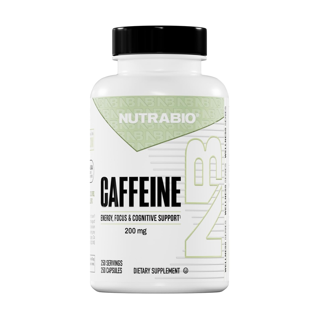 NutraBio gélules 100% de caféine pure (250 gélules)