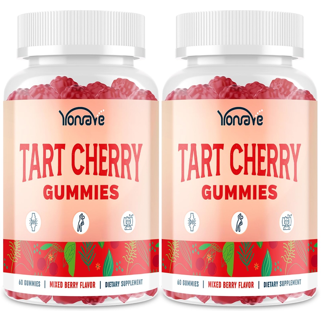 3300mg Tart Cherry Gummis für Uric Acid Cleanse, Sleep, Gout, Joint & Kidney Support – Tart Cherry Extract mit Celery Seed, Melatonin, Vitamin C – Detox & Antioxidant – Gemischte Berry Flavor, 120 Count