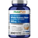 NusaPure White Kidney Bohnen 30:1 Extrakt, 800 mg Äquivalent zu 24.000 mg 200 Vegan Kapseln - Bioperine - (Vegan, Non-GMO)