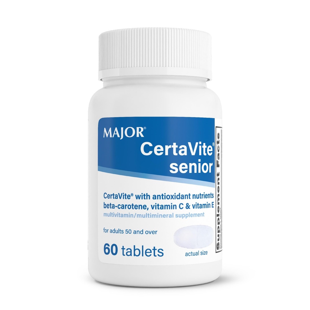 MAJOR CertaVite Senior Multivitamin mit Antioxidantien – Multivitamin für Frauen und Männer mit Beta-Carotene, Eisen, Vitamin C & E – Unterstützt Immunität, Energie & Vision – 60 Tabletten