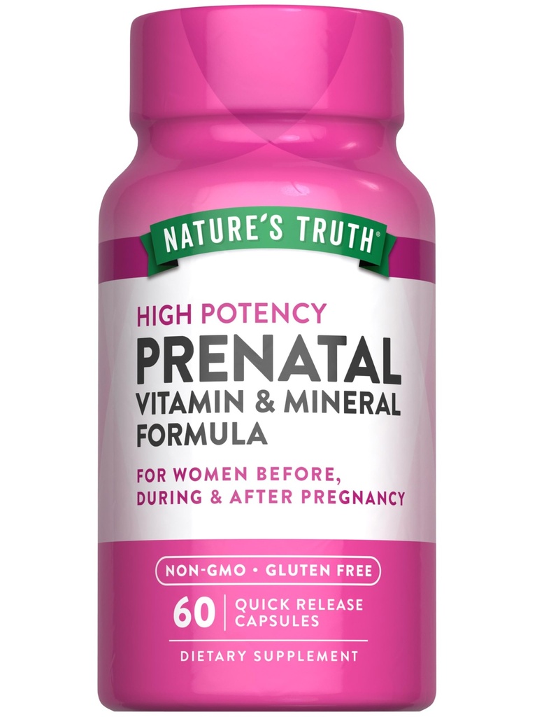 La vérité de la nature Vitamines prénatales à l'acide folique 60 Capsules