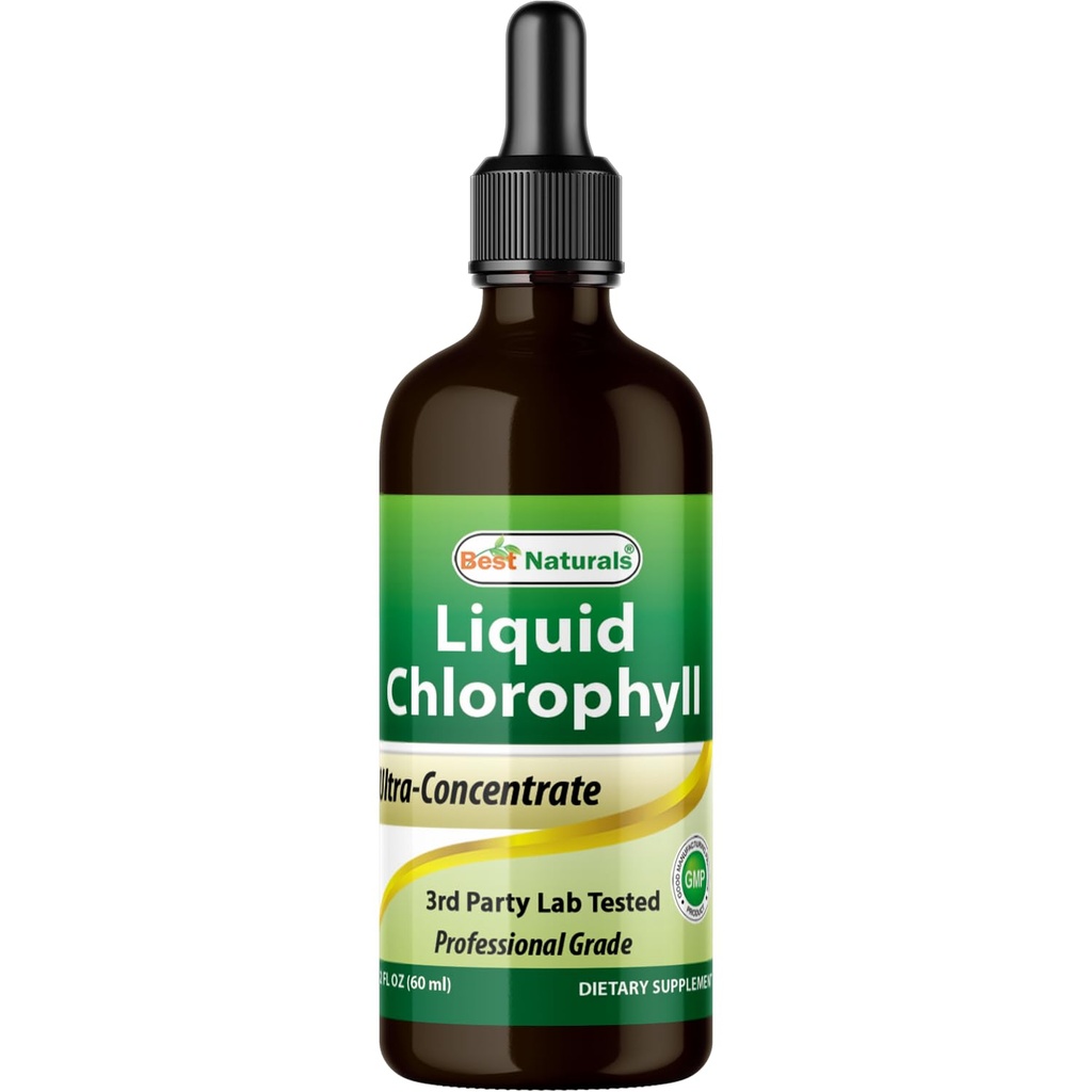 Meilleures gouttes de chlorophylle liquide naturelles - 50 mg - 120 portions par bouteille de verre - 2 FL OZ