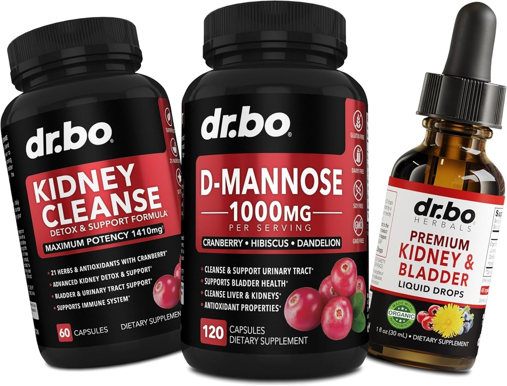 Kidney Cleanse & D Mannose Supplements - Kidney Detox & Bladder Support Liquid Drops Supplement, D-Mannose 500mg 1000mg Kapseln - DMannose Cranberry, Support Kidneys, Bladder & Urinary Tract Health