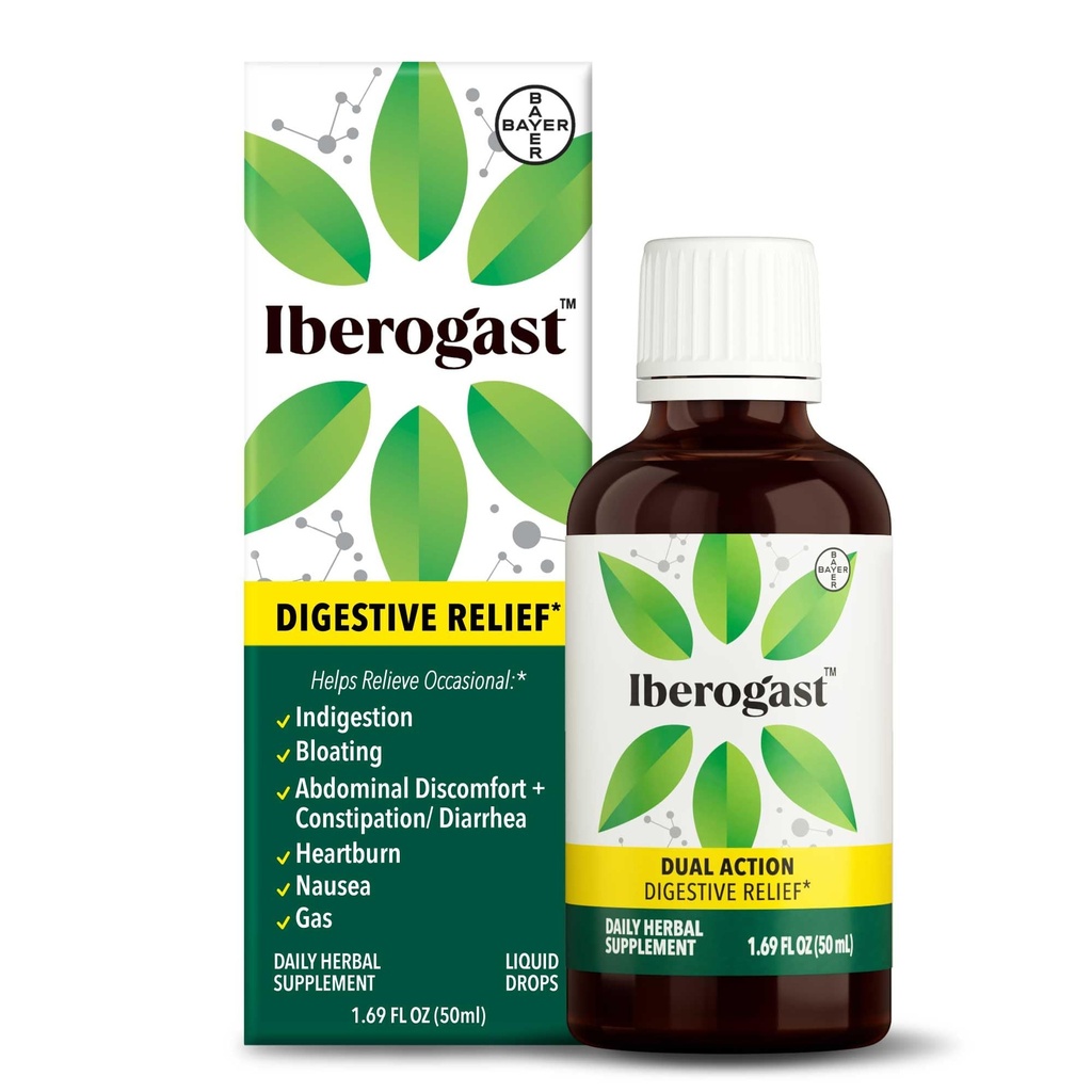 Iberogast Liquid Drops, Kräuterrelief von Stomach Upsets: okziale Verdauung, Bloating, Gas, Übelkeit, Upset Stomach; Glutenfrei; 6-Herb Blend mit Iberis Amara, Peppermint, Licorice; 50mL