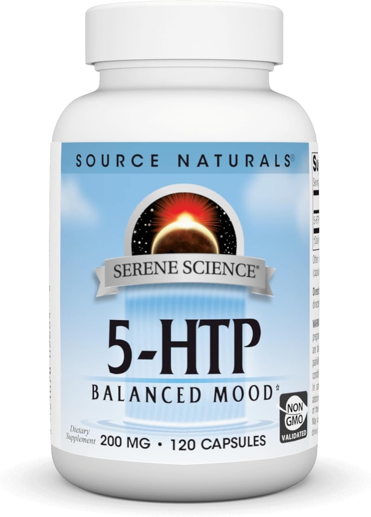 Source Naturals Serene Science 5-HTP, Mood équilibré*, Supplément alimentaire non-OGM, 200 mg - 120 capsules