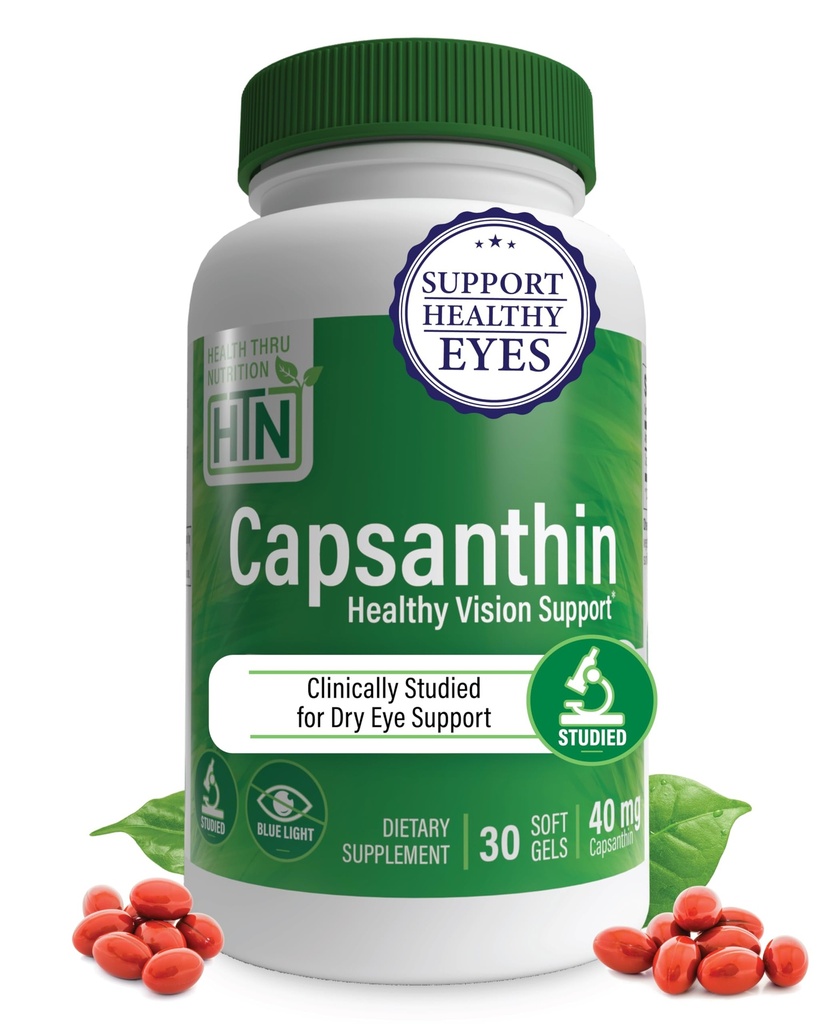 Gesundheit Thru Nutrition Capsanthin 40mg - Ultimative Eye Supplement | Gesunde Vision Unterstützung & Blauer Lichtschutz Dry Eye Relief als CapsiClear abgeleitet von Capsicum Annuum | Pack von 30