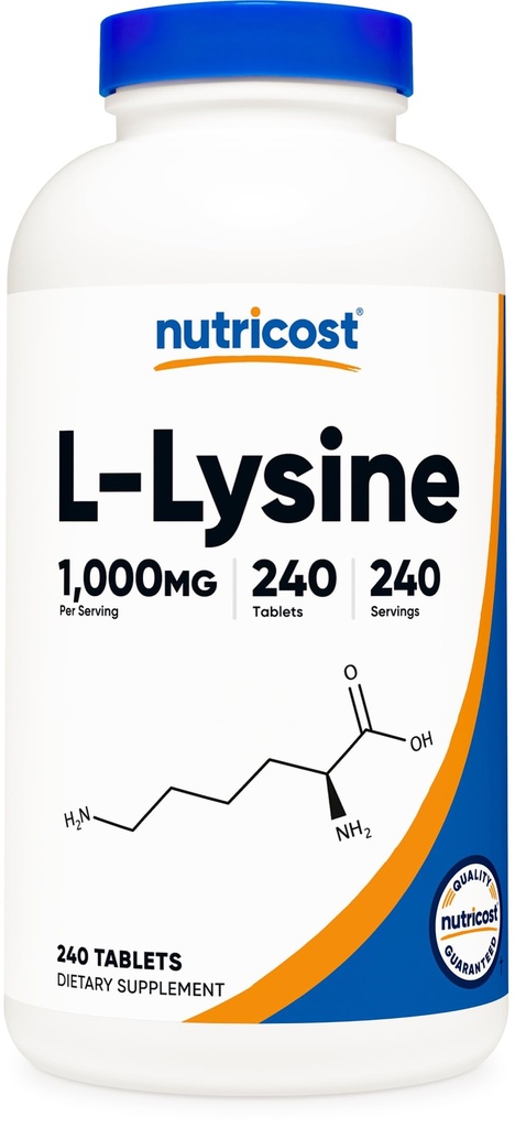 Nutricost L-Lysine 1000mg, 240 Tabletten - Glutenfrei, Non-GMO und vegetarisch freundlich