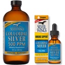 Supplément d'ailes en argent naturel - Argent colloïdal 500 ppm (16 fl.oz / 480 ml) Plus Argent colloïdal 500 ppm (1 fl.oz / 30 ml)