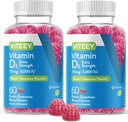 Vitamin D3 Gummi für Erwachsene & Teens - 3.000 IU, 75mcg, Extra Strength - Gelenk- & Muskel-Gesundheit, Immun-Boost - Kaubare Vitamin D Gummies - Vegetarisch, Gelatin kostenlos - Tasty Berry Flavored Gummy