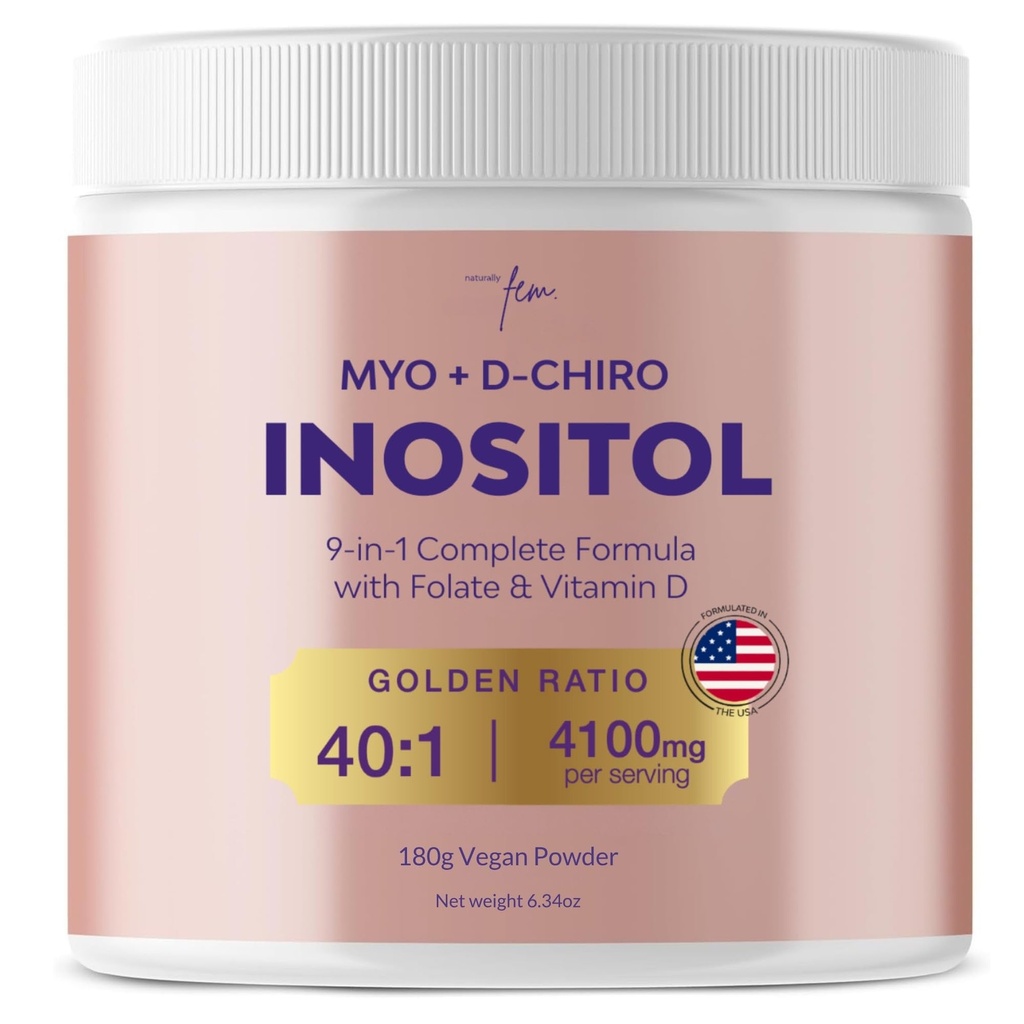 QSTA Myo-Inositol & D-Chiro Inositol Supplément pour femmes 4100mg (40:1 Ratio) – 9-en-1 Hormonal & Metabolic Support avec PCOS Multivitamines. Supplément en poudre d'inositol pour équilibre hormonal