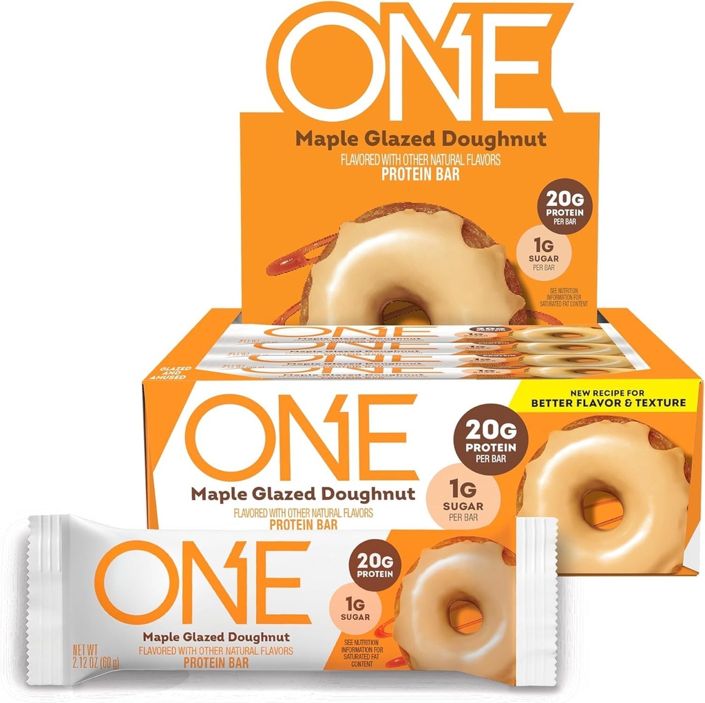 ONE Protein Bars, Maple Glazed Doughnut, Glutenfrei mit 20g Protein und 1g Zucker, Pantry Staples, 2.12 oz (12 Count)