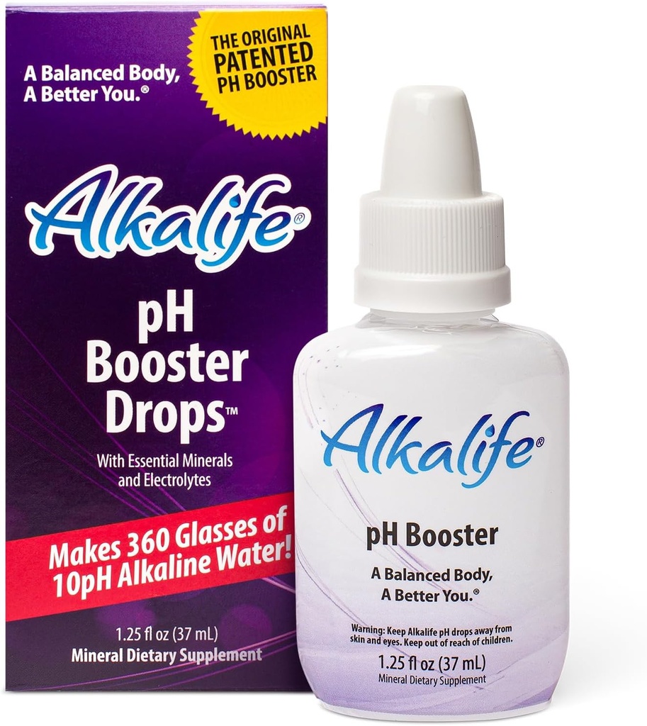 Alkalische Wassertropfen | pH-Booster Alkalizer für Trinkwasser | Essential Mineral Additive, Elektrolyt Hydration Supplement | Neutralisieren Säure, Balance Körper, Immununterstützung, Detox | 1.25oz