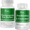 DR VITAMIN SOLUTIONS Thermogéniques Fat Burner & Probiotiques Enzymes digestifs avec prébiotiques pour la santé digestive et le soulagement du bloom pour les femmes et les hommes - Bundle 90 Caps