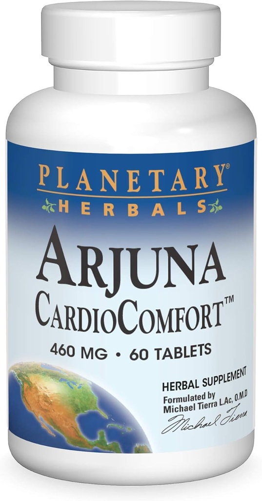 Planetary Kräuter Arjuna Cardio Comfort Tablets, 460 mg, 60 Count