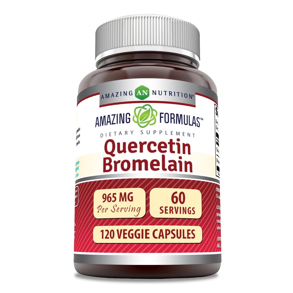 Formules étonnantes Quercetin 800mg avec Bromelain 165mg, 120 Capsules de Veggie Supplément de non-OGM