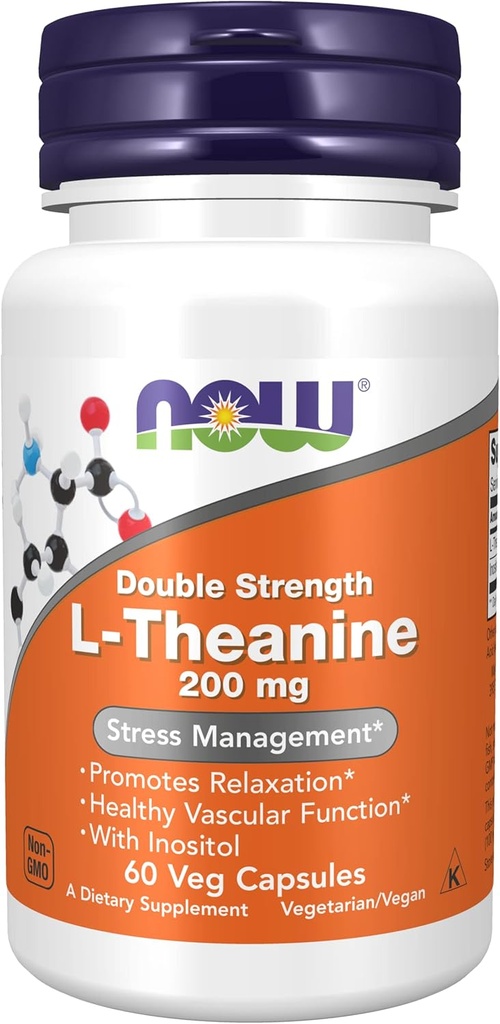 Maintenant aliments: L-Theanine Stress Management 200 mg, 60 capsules (2 pack)