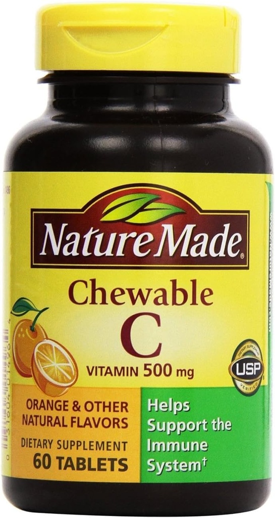 Nature faite - Vitamine C 500 mg, 120 comprimés à croquer (Twin Pack 2 x 60)