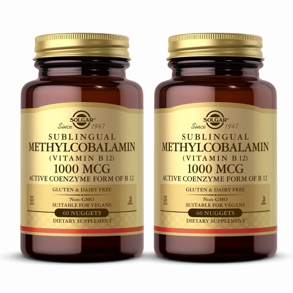 Solgar Methylcobalamin (Vitamin B12) 1000 mcg - 60 Nuggets, Paket von 2 - Unterstützt Energiemetabolismus - Non-GMO, Vegan, Gluten Free, Dairy Free, Kosher - 120 Total Servings