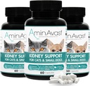 AminAvast Supplément de soutien au rein pour les chats et les petits chiens, 300mg 3-Pack - Promotion de la fonction rénale naturelle - Aides à la santé et à la vitalité des reins vieillissants - Facilement administré - 60 gélules