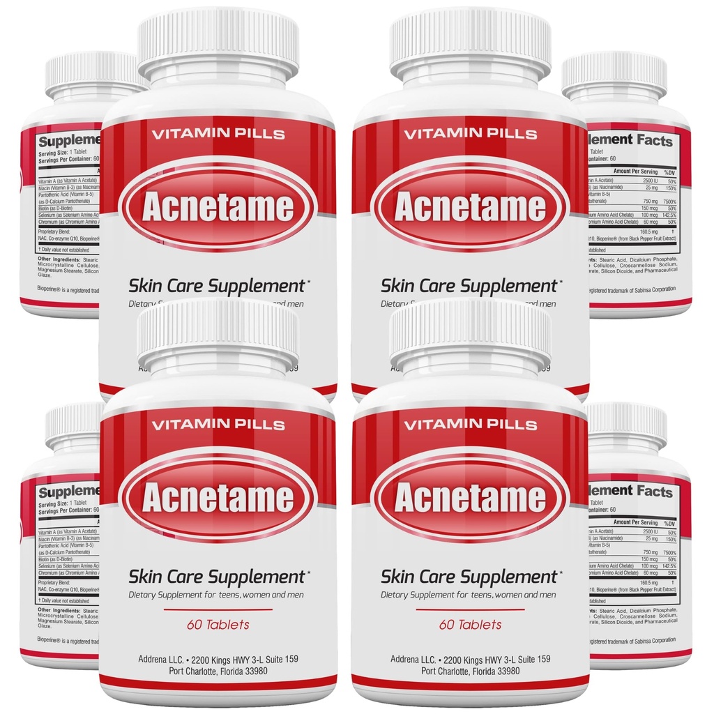 4 Pack- Vitamin-Ergänzungen für Akne-Behandlung- Hormone Pickel Tabletten zu ölige Haut für Frauen, Männer, Jugendliche und Erwachsene