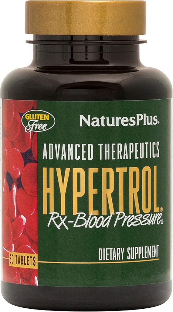 Natures Plus Advanced Therapeutics Hypertrol Rx Blutdruck - 60 vegetarische Tabletten - Magnesium & Chrom Ergänzung mit Botanischen Kräutern - Glutenfrei - 30 Servietten