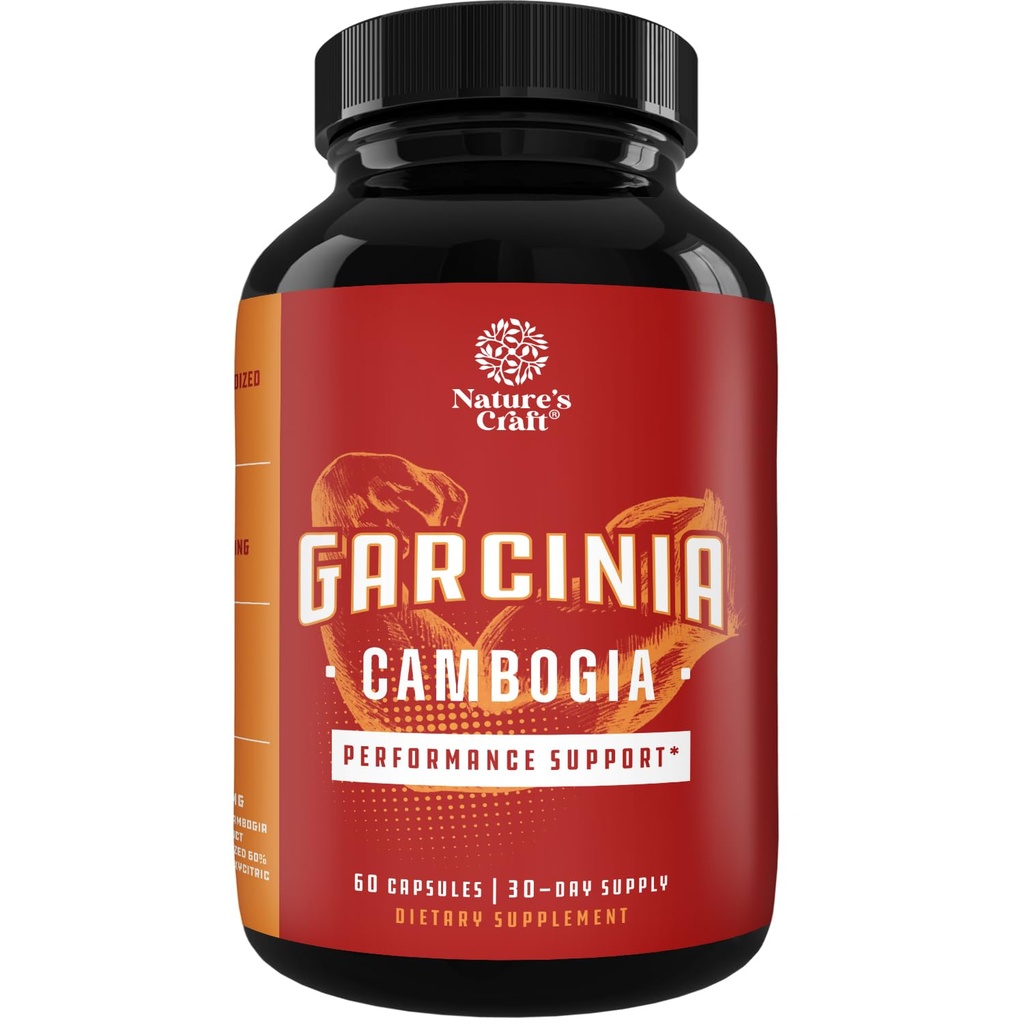 Starke Garcinia Cambogia Extrakt Kapseln mit 60% HCA - Non-Stimulant Garcinia Cambogia Weight Loss Supplement mit Hydroxycitric Säure & Chrom für Balance, Energie & Stoffwechsel Unterstützung - 60 Zähler