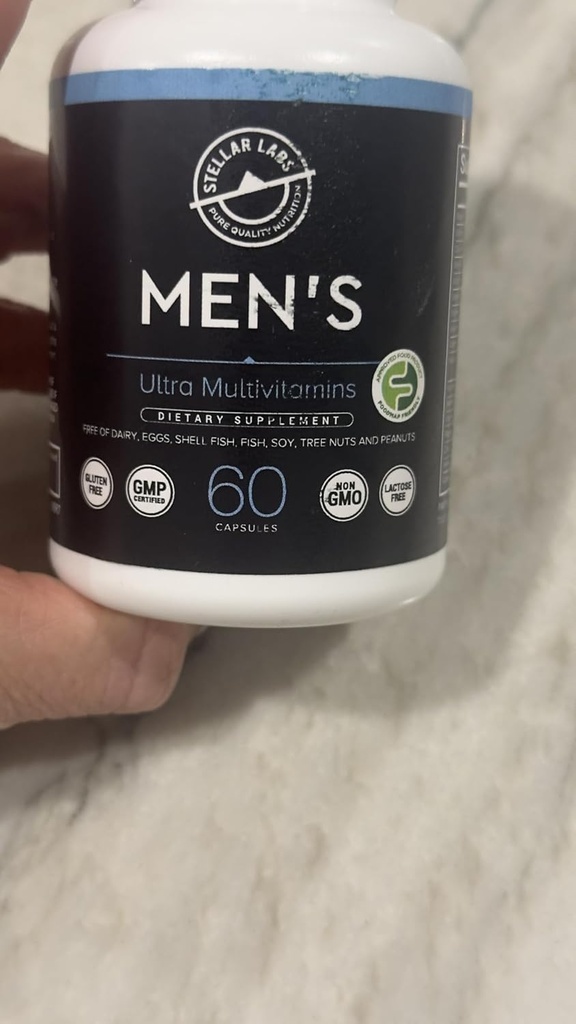 Stellar Labs Herren Low FODMAP Vegan Daily Multivitamin, keine Eisen | Einfach auf empfindlichen Stomachs, leicht zu schlucken Vitamine | Immununterstützung, Antioxidant Energy Blend, Male Support | IBS Friendly Capsules