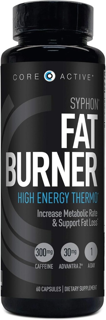 Core Active Syphon Thermogenic Fat Burner für Männer, Keto Pillen, Advantra Z für Energie, Fokus, Appetitkontrolle, Erhöhung Metabolismus Muskel Toning Supplements, Gewichtsverlust Pillen für Frauen - 60 Kapseln