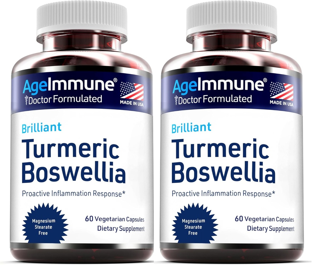 Kurkuma Ergänzung mit 65% Boswellia Serrata Extrakt mit schwarzem Pfeffer als Bioperin - Inulin - Kurkuma 95% Extrakt für gesunde Entzündung Antwort und Gut Gesundheit - 60 Kapseln - 2 Packung