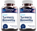 Kurkuma Ergänzung mit 65% Boswellia Serrata Extrakt mit schwarzem Pfeffer als Bioperin - Inulin - Kurkuma 95% Extrakt für gesunde Entzündung Antwort und Gut Gesundheit - 60 Kapseln - 2 Packung