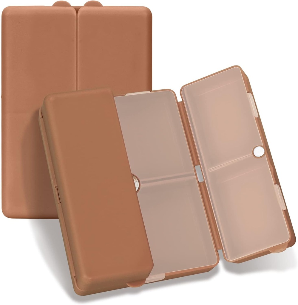 FYY Daily Pill Organizer,7 Komponenten Tragbare Pille Fall Reise Pille Organizer,[Folding Design] Pille Box für Geldbeutel, um Vitamine, Kaffee Leberöl, Ergänzungen und Medikamente-Brown zu halten
