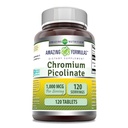 Formules étonnantes Supplément de picolinate de chrome $ 1000 Mcg $ 120 Comprimés $ Non-GMO $ Sans gluten $ Fabriqué aux États-Unis