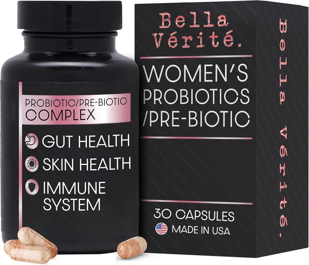 Bella Vérité. Probiotic & Prebiotic Complex - Unterstützung Frauen Verdauungs- & Gut Gesundheit - 3.45 Billion CFU Lactobacillus Probiotics für klarere Haut - Tägliche Probiotische Ergänzung (30 vegetarische Kapseln)