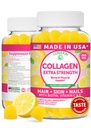 Lunakai États-Unis fait Collagen Peptides Gummies - 200mg formule anti-OGM avec biotine, zinc, vitamines C & E pour cheveux, peau et ongles, 60ct