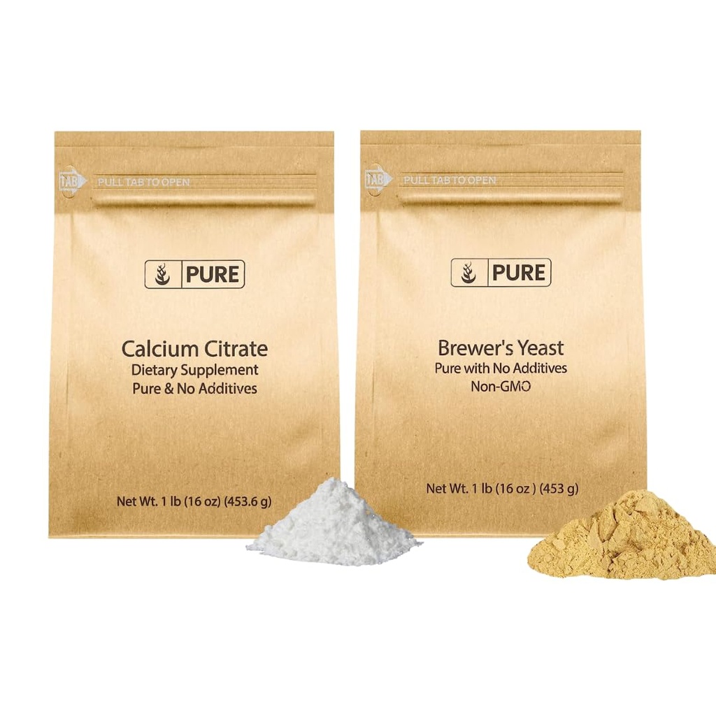 Pure Original Zutaten Brewers Hefe und Calcium Citrate Bundle, 1 lb Jede, keine Additive oder Füllstoffe, Ergänzungen