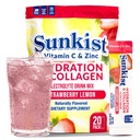Mélange de boisson de collagène surgelé de haricots - boisson électrolytique au citron de fraise d'hydratation pour les femmes avec vitamine C, zinc, peptides de collagène, naturellement aromatisé - 20 Pack