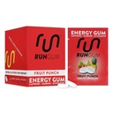 RUN GUM Fruit Punch Energy Chewing Gum 50mg caféine Taurine et b-vitamines par pièce, 24 pièces (paquet de 12) sans sucre, zéro calories, sans aspartame, et sans gluten, 1 ea