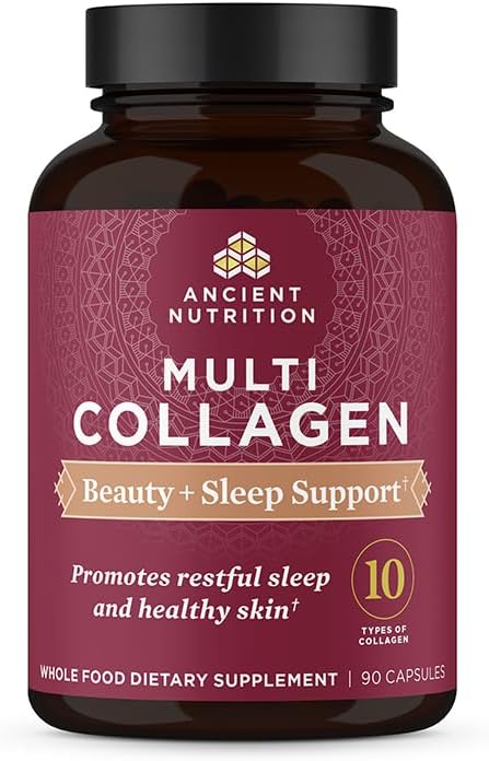 Antike Ernährung Collagen Pillen für Haare, Haut und Nägel, Schönheit + Schlaf 90 Ct, Collagen Supplement + Magnesium, unterstützt Haut und Nägel, Schlaf, Paleo und Keto freundlich, Glutenfrei
