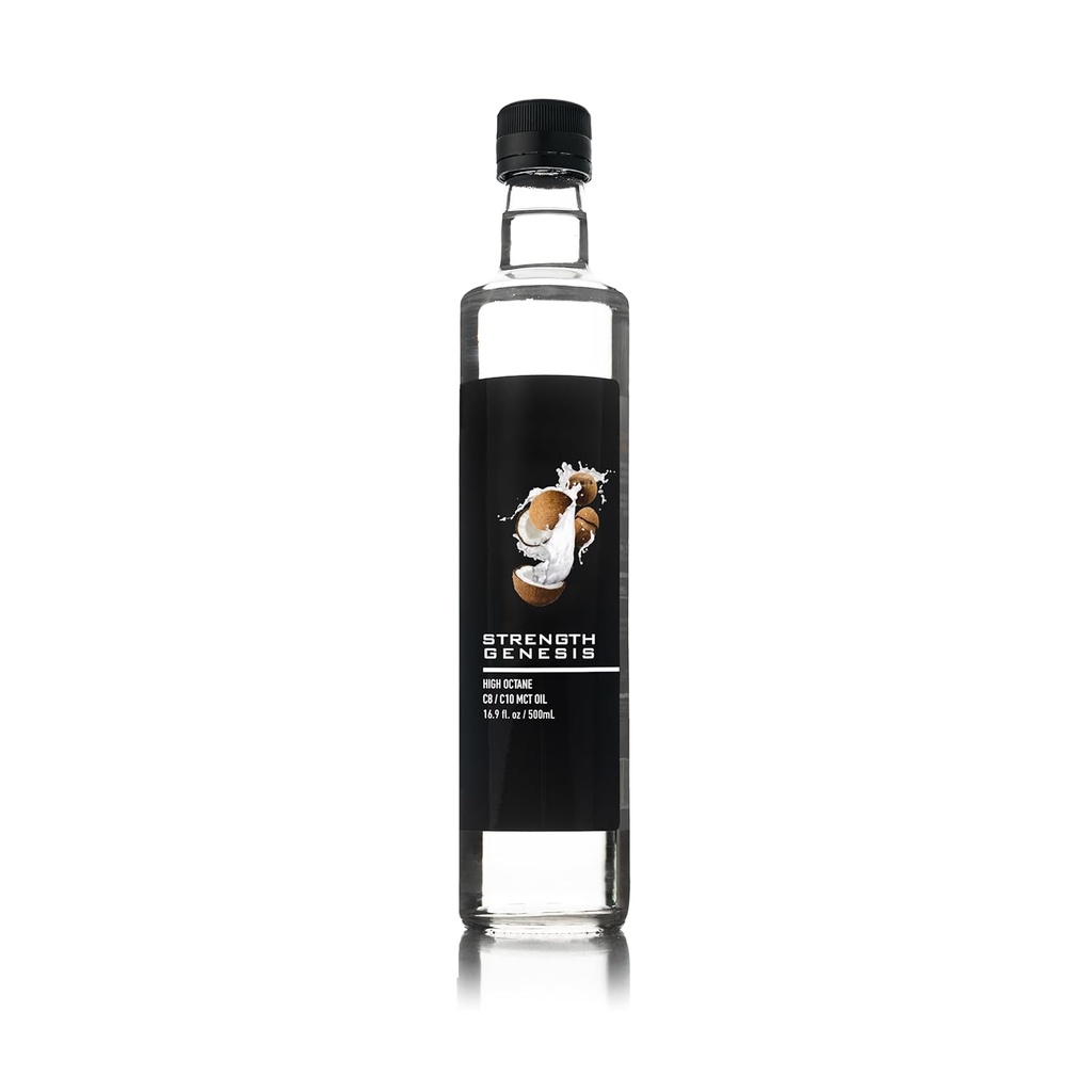Huile MCT Premium Haute Octane C8 C10 Huile MCT 500ML BPA Bouteille en verre libre. Best MCT Café, thé, smoothies.
