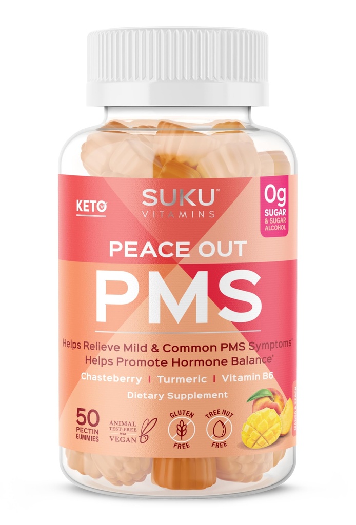 SUKU Vitamine - PMS Gummy Supplement mit Chasteberry zu glauben PMS und Menopause Peach Mango Gummies (50 Count)