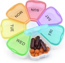 Quacc niedlich Wöchentliche Pille Organizer Reisen 7 Tage Tragbare Runde Floral Pille Case Box Pille Container Medcine Halter für große Vitamin Fish Oil Pille Medikamentenergänzung - Rainbow