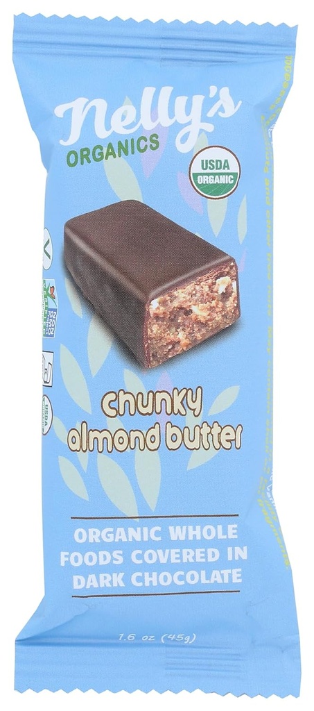 Nellys Organics Organic Chocolate foncé bio Bar à beurre d'amande, 1,6 Oz