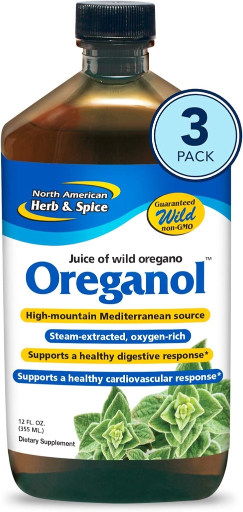 North American Herb & Spice Oreganol P73 Juice - 12 fl oz - Packung mit 3 - Wild Oregano Öl - Herz & Verdauungs-Gesundheit - Nieren, Pancreas & Liver Support - Non-GMO - 173 Alle Servierungen