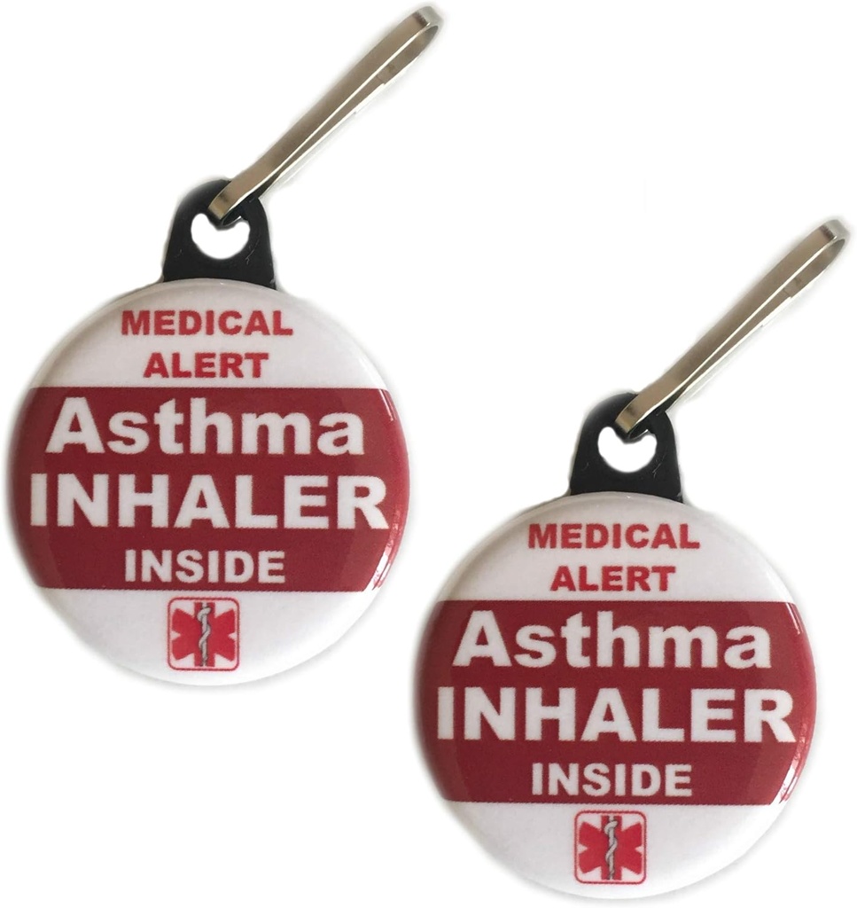 Inhalateur d'asthme à l'intérieur sac Tag Alerte médicale Jeu de fermeture éclair 2pcs
