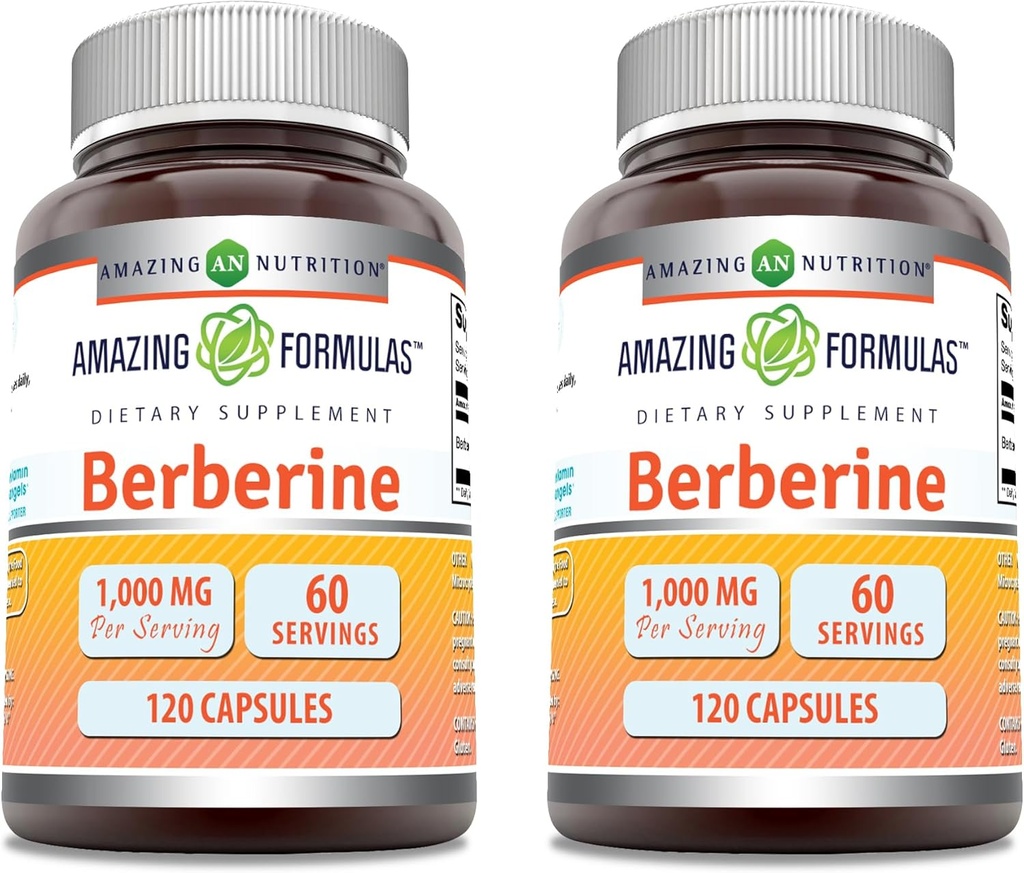 Erstaunliche Formeln Berberine 1000mg Pro Servierkapseln Ergänzung | Non GMO | Gluten Free | Made in USA (120 | 2 Pack)