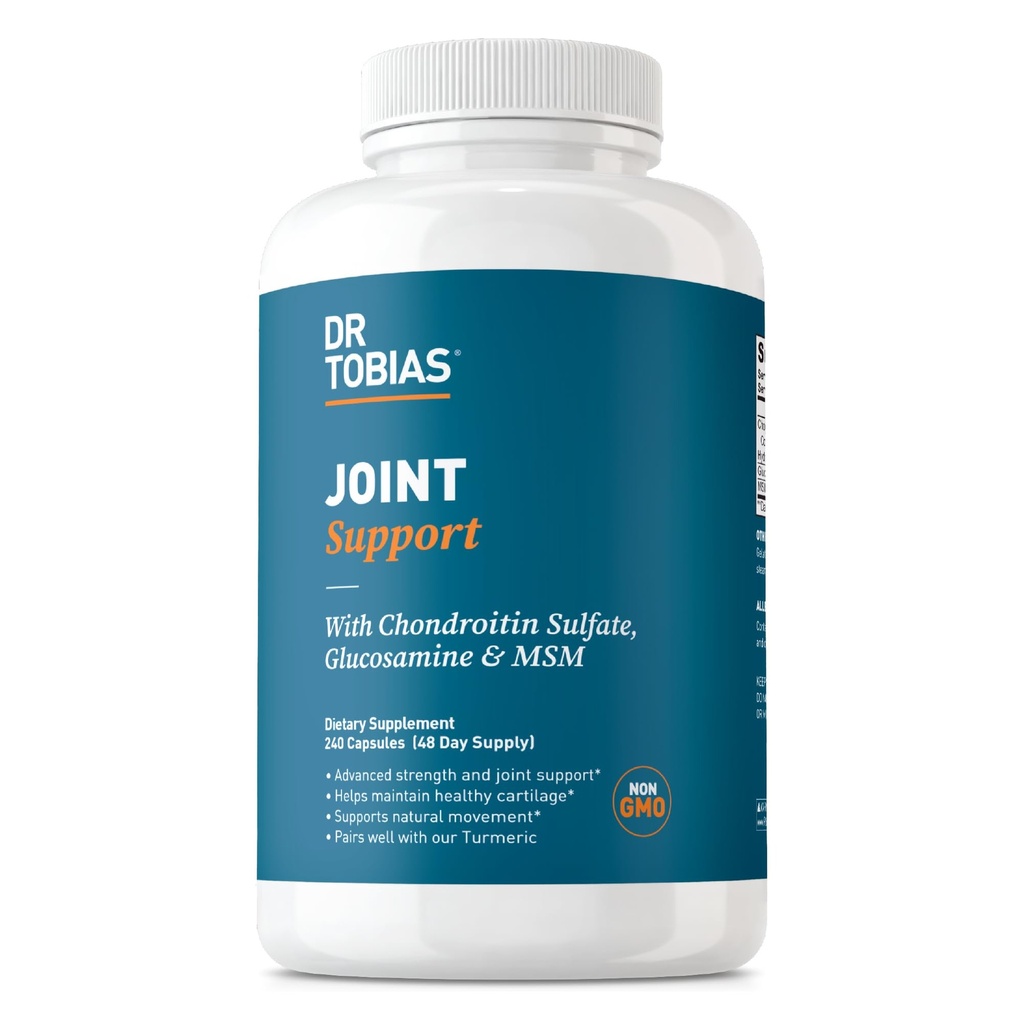 Dr. Tobias Joint Support Supplement mit Glucosamine Chondroitin MSM, unterstützt Connective Tissue, Funktion & Flexibilität, Extra Strength Joint Supplements für Männer & Frauen, 240 Kapseln