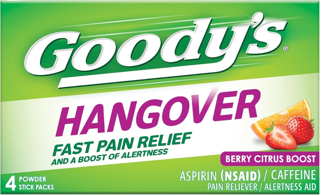 Goody's Hangover Powders, Fast Pain Relief & Boost of Alertness Berry Citrus, 4 ct (Pack von 1)
