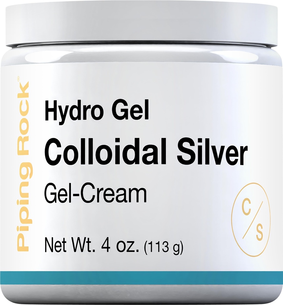 Piping Rock Colloidal Silver Cream | 4 oz | für Haut | Hydro Gel Cream | Non GMO, Gluten Free