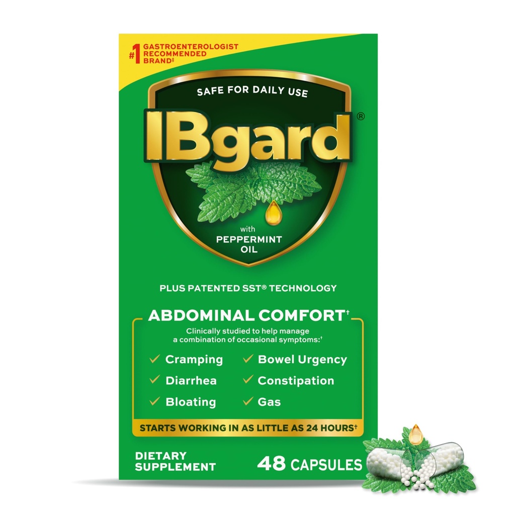 IBgard Gut Health Supplement, Pfefferminzöl Kapseln für Bauchkomfort, 48 Kapseln